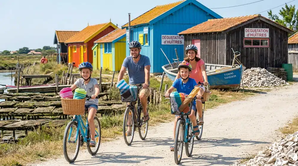 family bike ride in Oléron