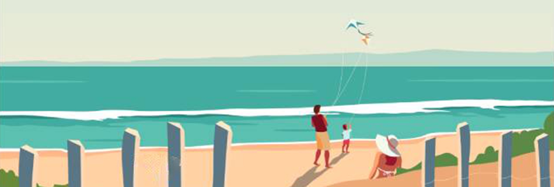 illustration d'une famille à la plage