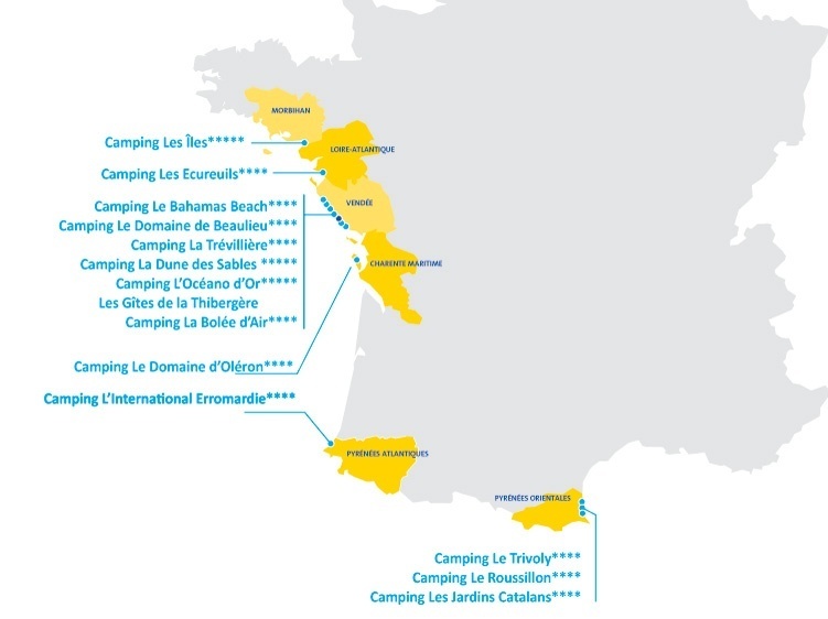 carte de france des campings chadotel