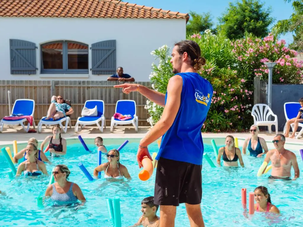 cours d'aquagym au camping Chadotel La Bolée d'Air à Saint Vincent sur Jard en Vendée