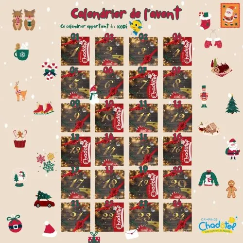 Chadotel Calendrier de l’Avent Calendrier de l'Avent Camping Chadotel. Chaque jour un cadeau Vendee, Bretagne Sud, Oleron, St Jean de Luz et Pyrénées Orientales